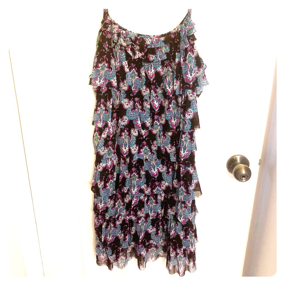 Express L Paisley Ruffle Cocktail Dress